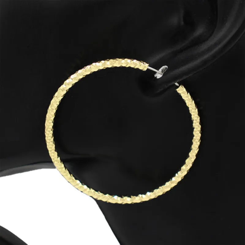 GOLD TEXTURED HOOP EARRINGS ( 4502 GD ) sold by Oh My Jewelry