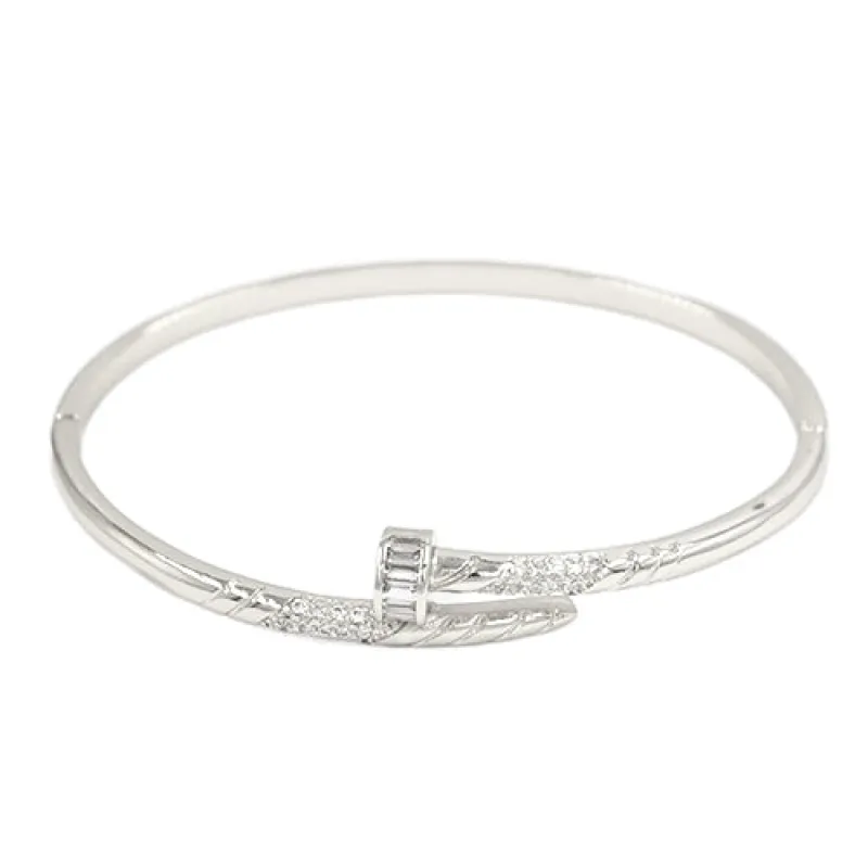 SILVER BANGLE CLEAR STONES ( 2162 RD ) sold by Oh My Jewelry