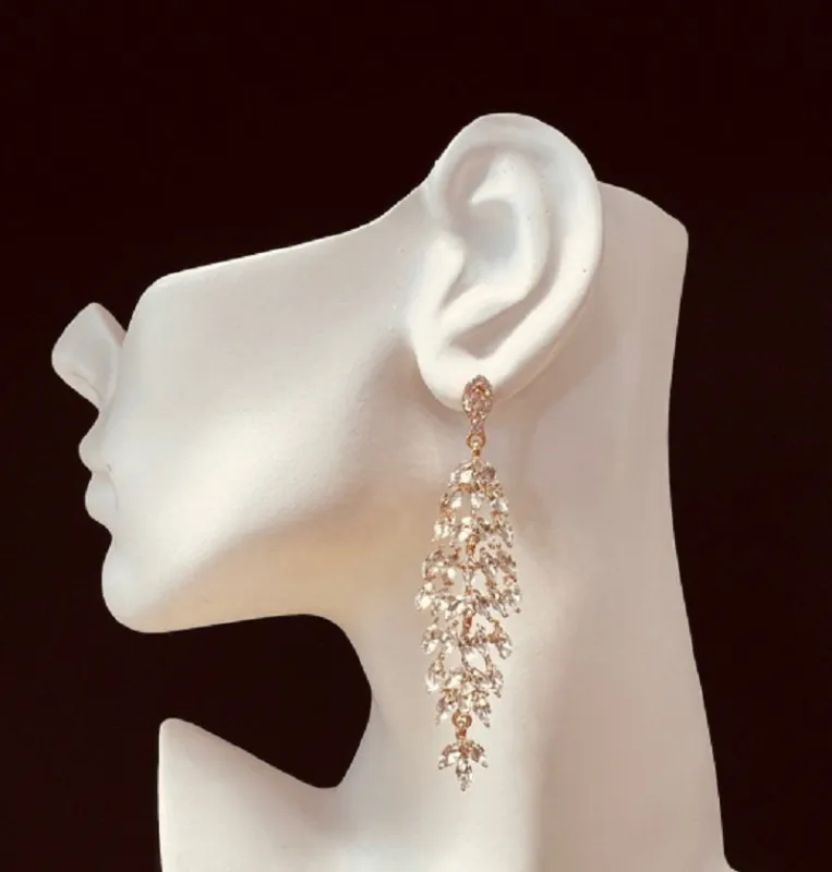 GOLD CLEAR RHINESTONE EARRINGS ( 2705 2CL ) sold by Oh My Jewelry