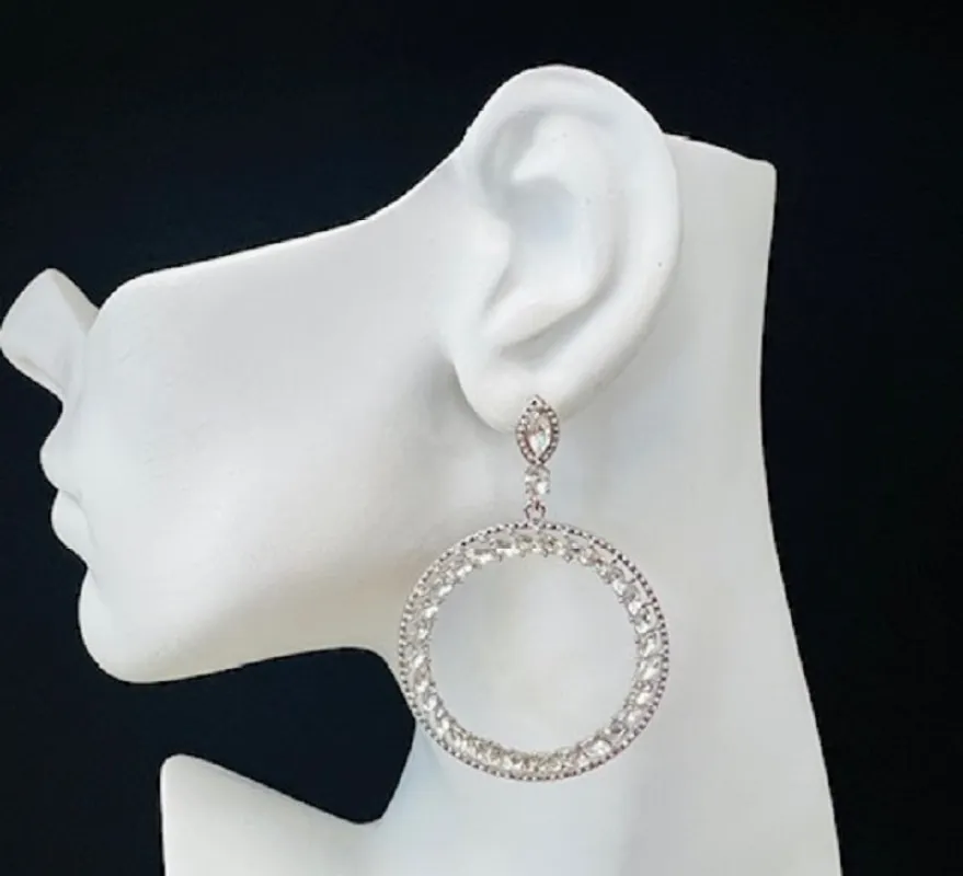 SILVER CLEAR CRYSTAL EARRINGS ( 2656 3CL ) sold by Oh My Jewelry