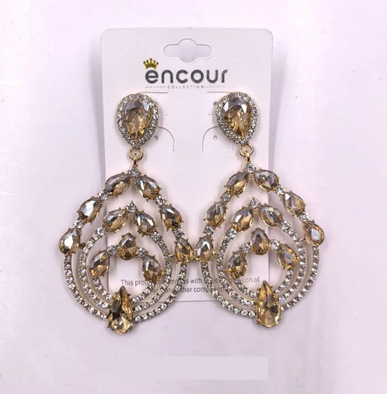 GOLD TOPAZ RHINESTONE EARRINGS ( 0487 2LT ) sold by Oh My Jewelry