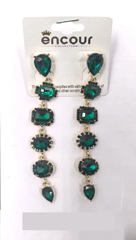 GOLD GREEN DANGLING EARRINGS ( 0469 2G ) sold by Oh My Jewelry