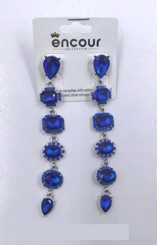 SILVER BLUE DANGLING EARRINGS ( 0469 3S ) sold by Oh My Jewelry