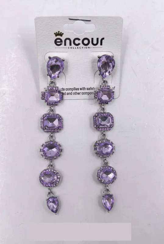 SILVER LIGHT PURPLE DANGLING EARRINGS ( 0469 3LPU ) sold by Oh My Jewelry