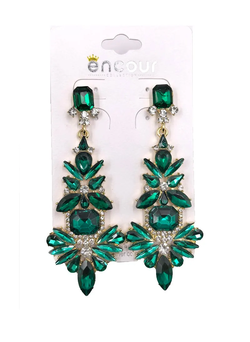 GOLD GREEN DANGLING EARRINGS ( 0476 2G ) sold by Oh My Jewelry