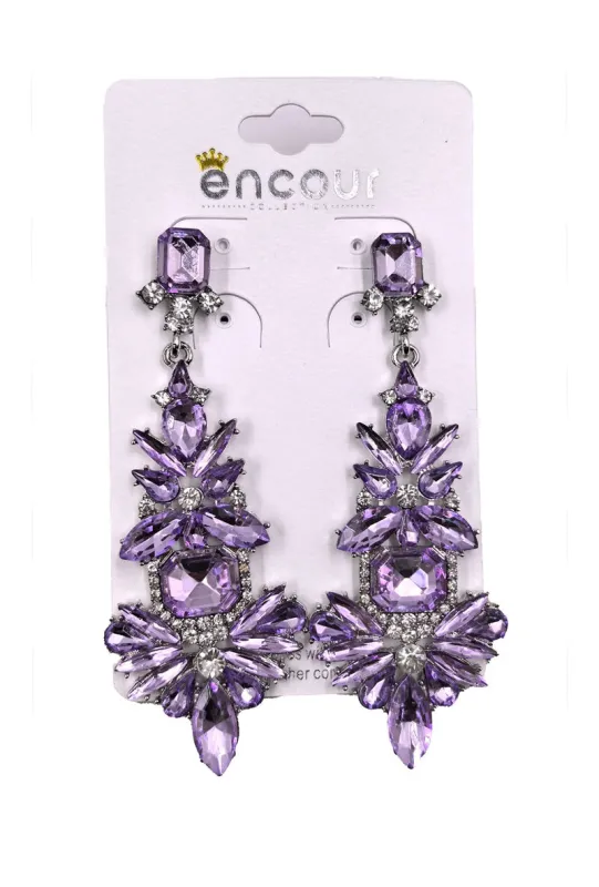 SILVER LIGHT PURPLE DANGLING EARRINGS ( 0476 3LPU ) sold by Oh My Jewelry