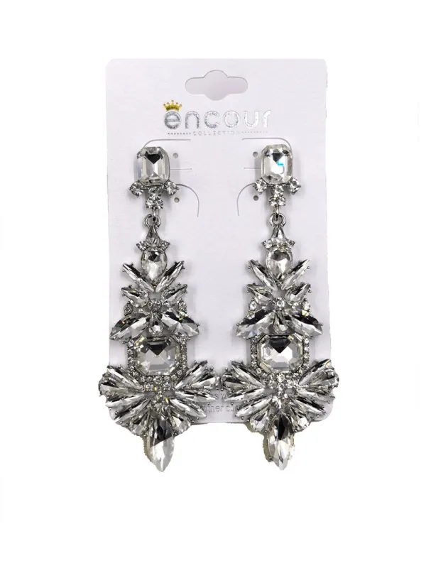 SILVER CLEAR DANGLING EARRINGS ( 0476 3C ) sold by Oh My Jewelry
