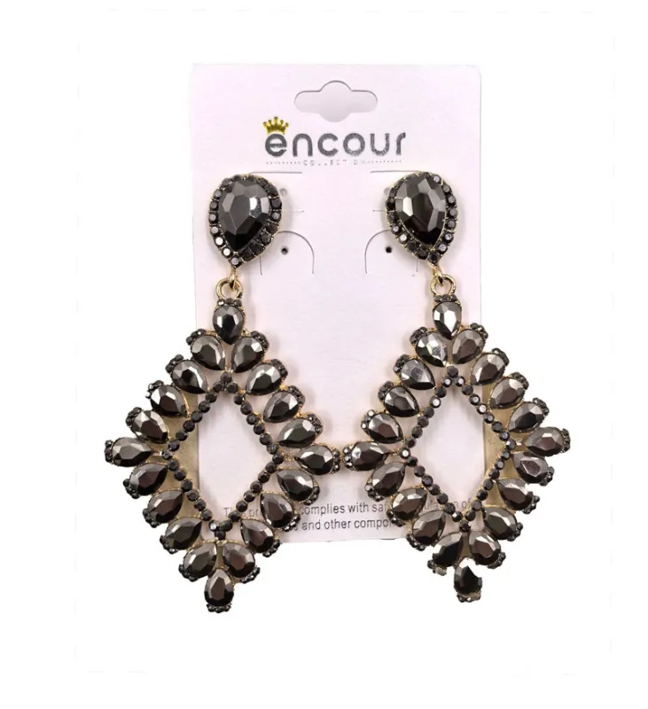 GOLD CROSS EARRINGS HEMATITE STONES ( 0480 2HM ) sold by Oh My Jewelry