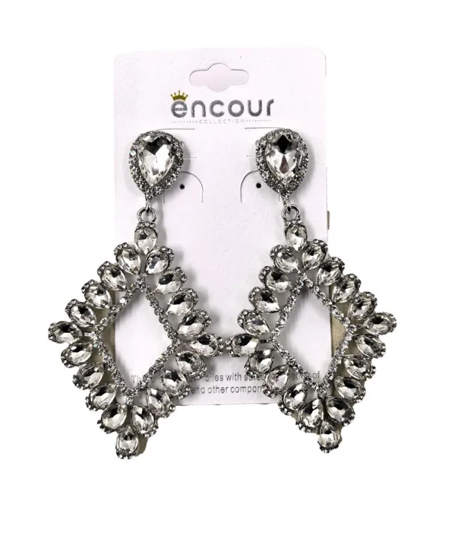SILVER EARRINGS CLEAR STONES ( 0480 3C ) sold by Oh My Jewelry