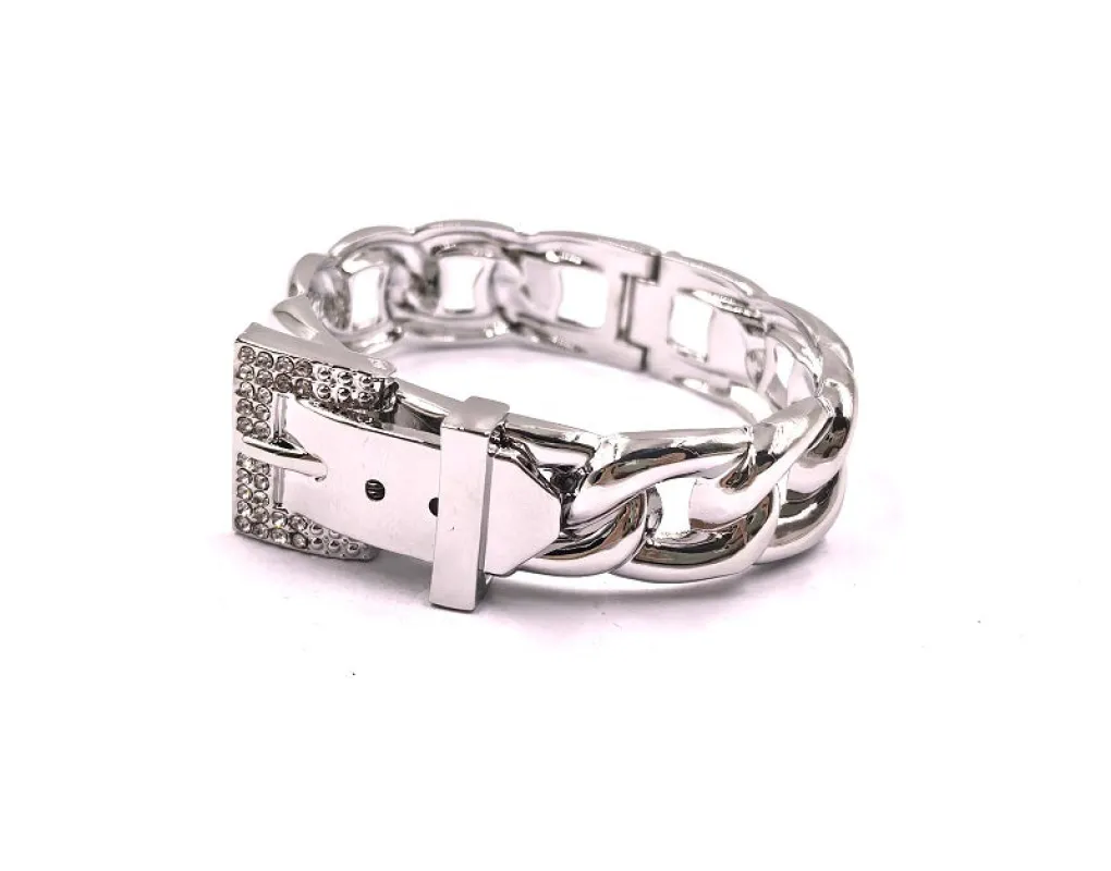 SILVER BELT BUCKLE BANGLE ( 0307 3C ) made by Oh My Jewelry