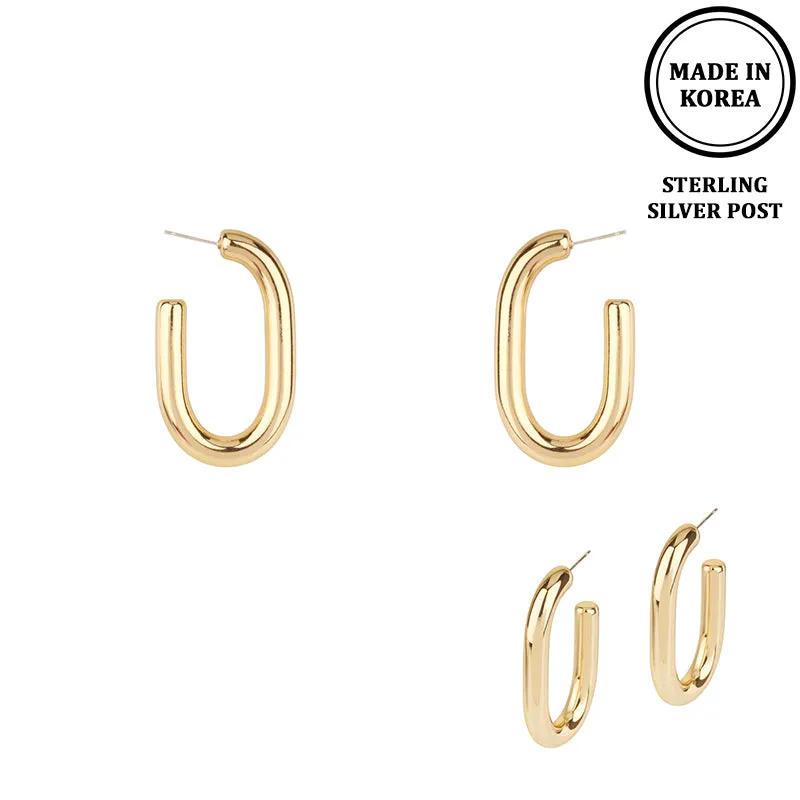 1.75" STERLING SILVER POST GOLD DIPPED HOOP EARRINGS ( 0085 GD ) sold by Oh My Jewelry