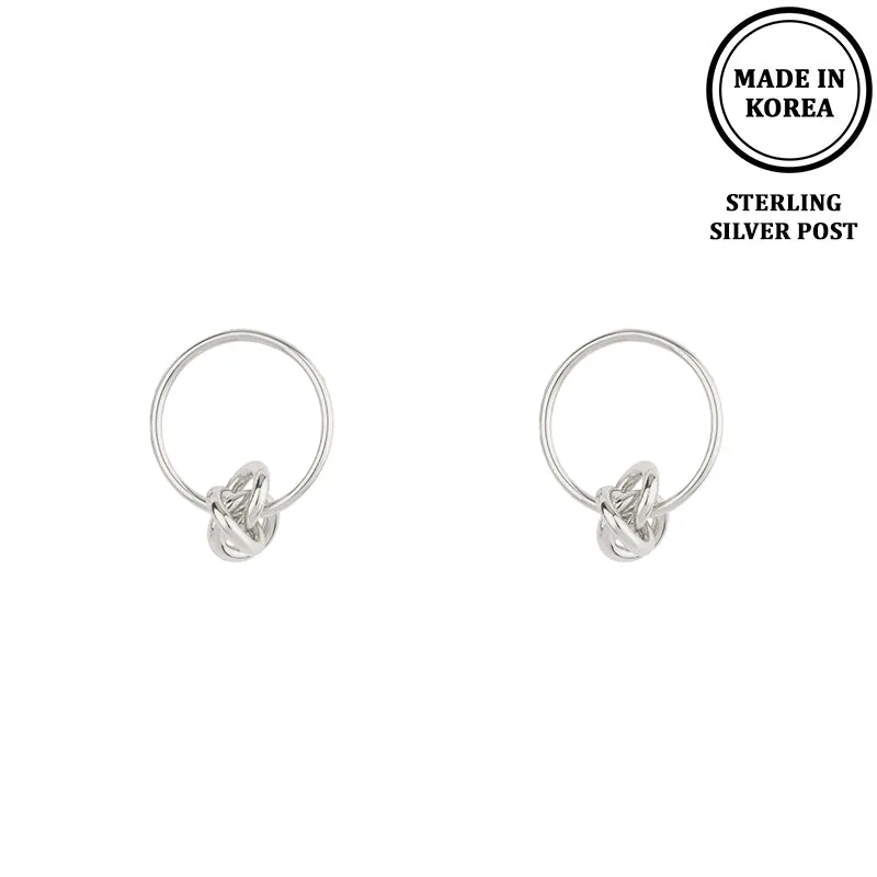 1.25" STERLING SILVER POST SILVER DIPPED KNOT HOOP EARRINGS ( 0070 ) sold by Oh My Jewelry