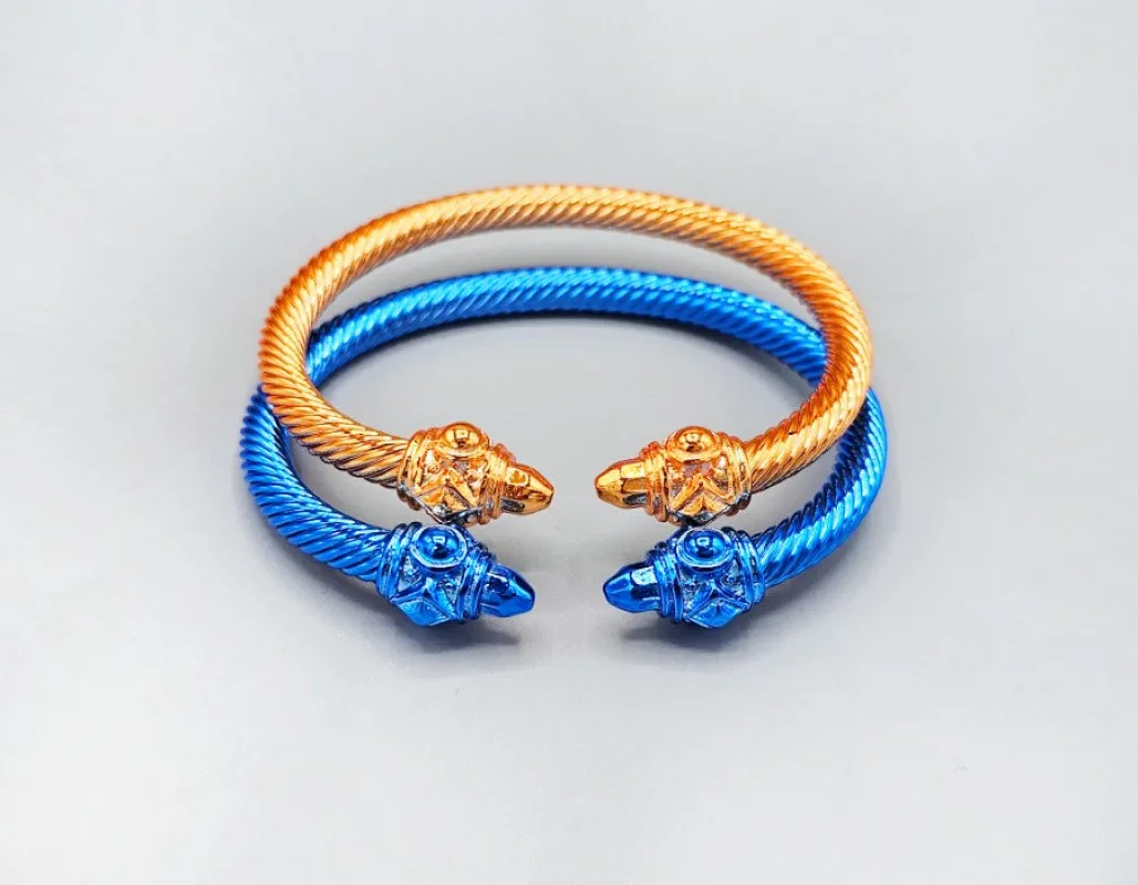 BLUE YELLOW CUFF BANGLE ( 1595 YELBL ) made by Oh My Jewelry