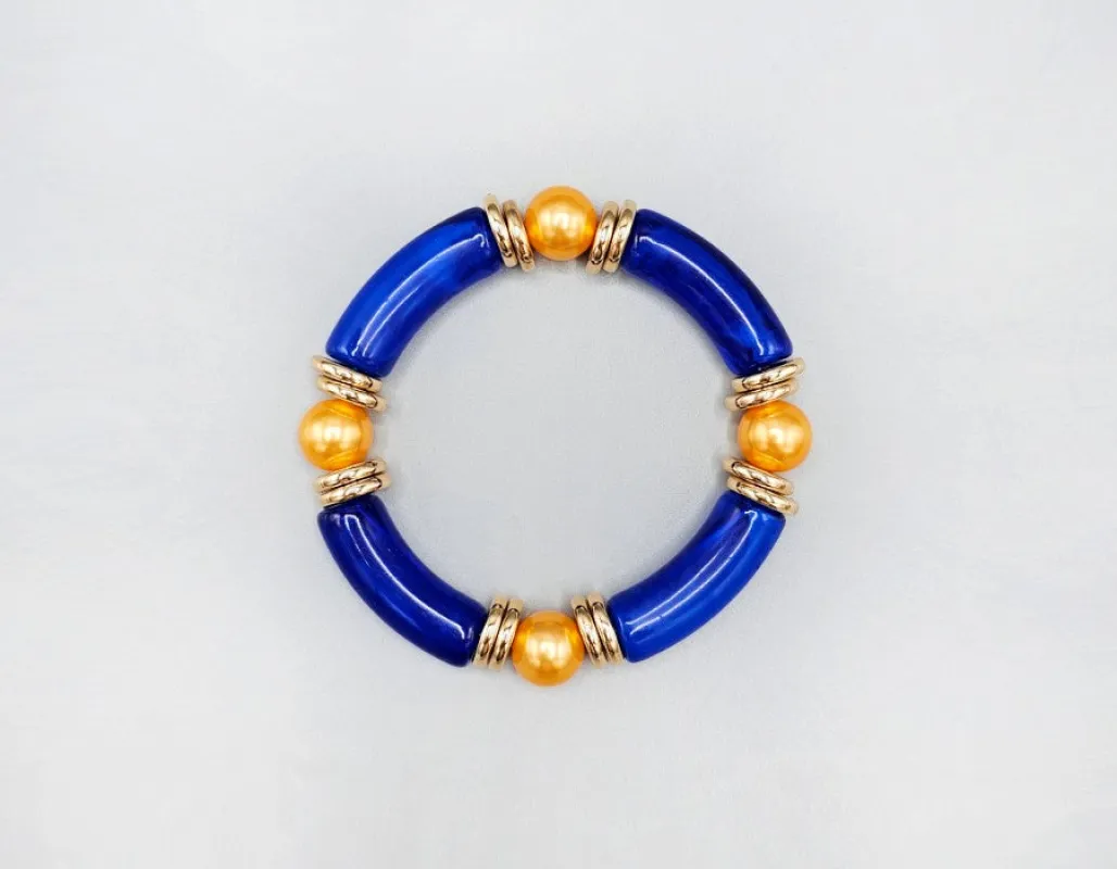 BLUE YELLOW STRETCH BRACELET ( 1599 YELBL ) sold by Oh My Jewelry