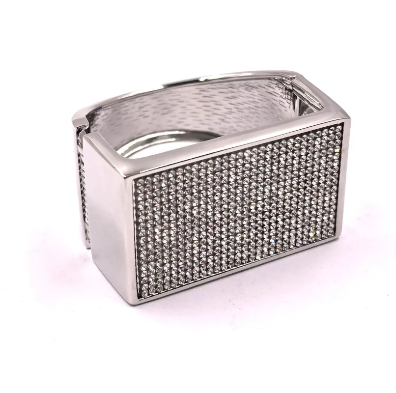 SILVER BANGLE CLEAR STONES ( 0298 3C ) sold by Oh My Jewelry