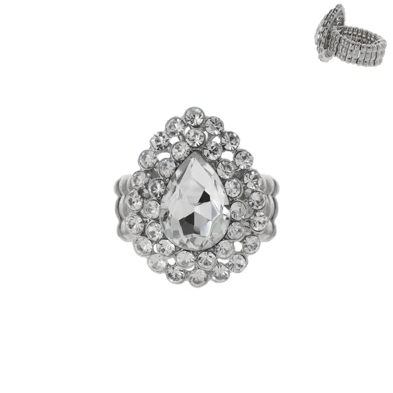 SILVER Ring CLEAR Rhinestones ( 66 RCL ) sold by Oh My Jewelry