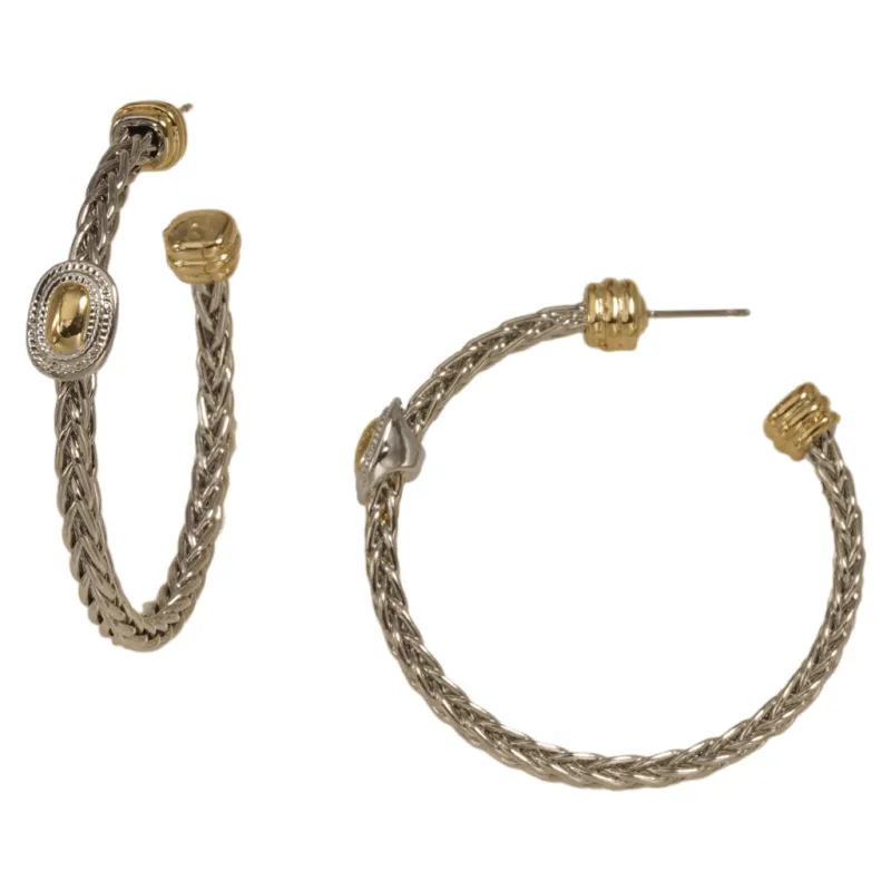 SILVER GOLD HOOP EARRINGS ( 8472 EK ) sold by Oh My Jewelry