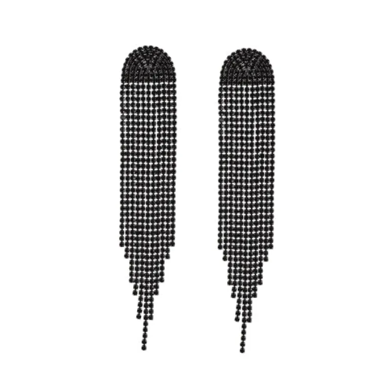 LONG BLACK RHINESTONE EARRINGS ( 28171 JTBN ) sold by Oh My Jewelry