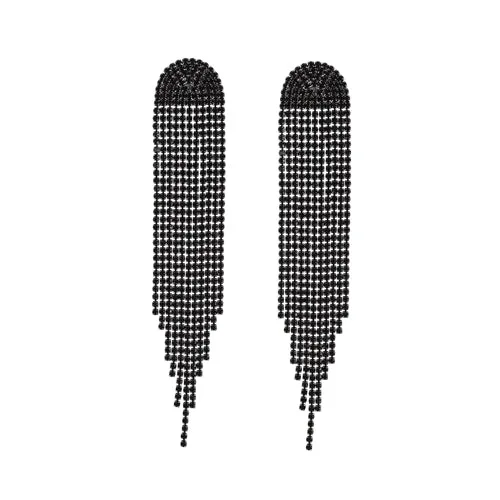 LONG BLACK RHINESTONE EARRINGS ( 28171 JTBN ) sold by Oh My Jewelry