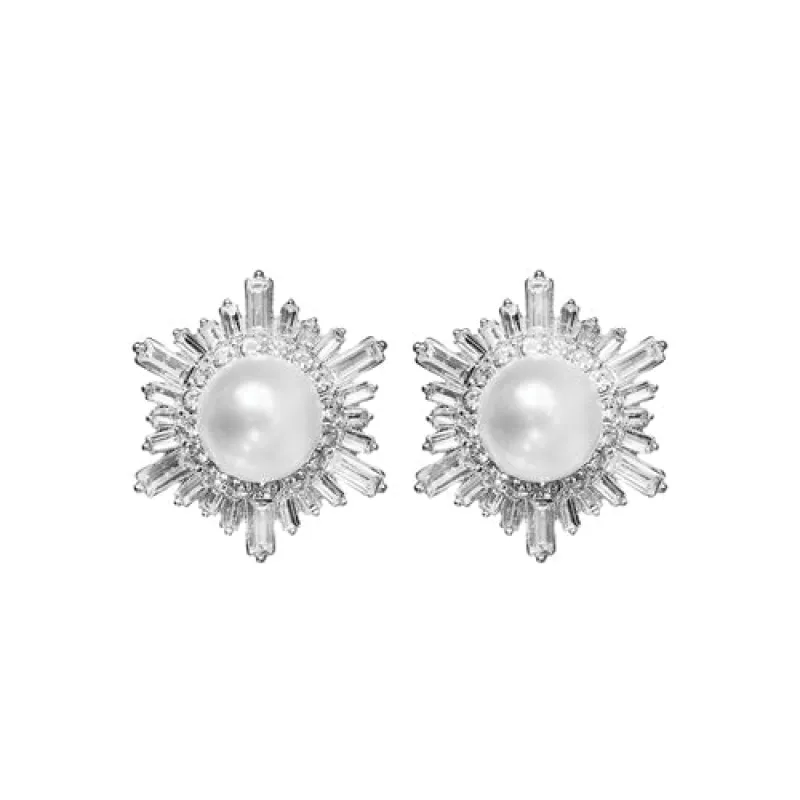 SILVER EARRINGS CLEAR STONES  PEARLS ( 28684 WHR ) made by Rebecca Minkoff