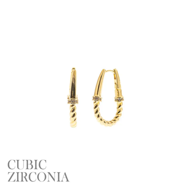 GOLD EARRINGS CLEAR CZ STONES ( 28698 CRG ) sold by Oh My Jewelry