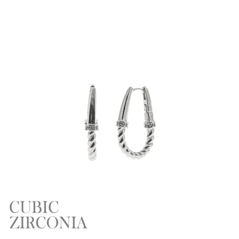 SILVER EARRINGS CLEAR CZ STONES ( 28698 CRR ) sold by Oh My Jewelry