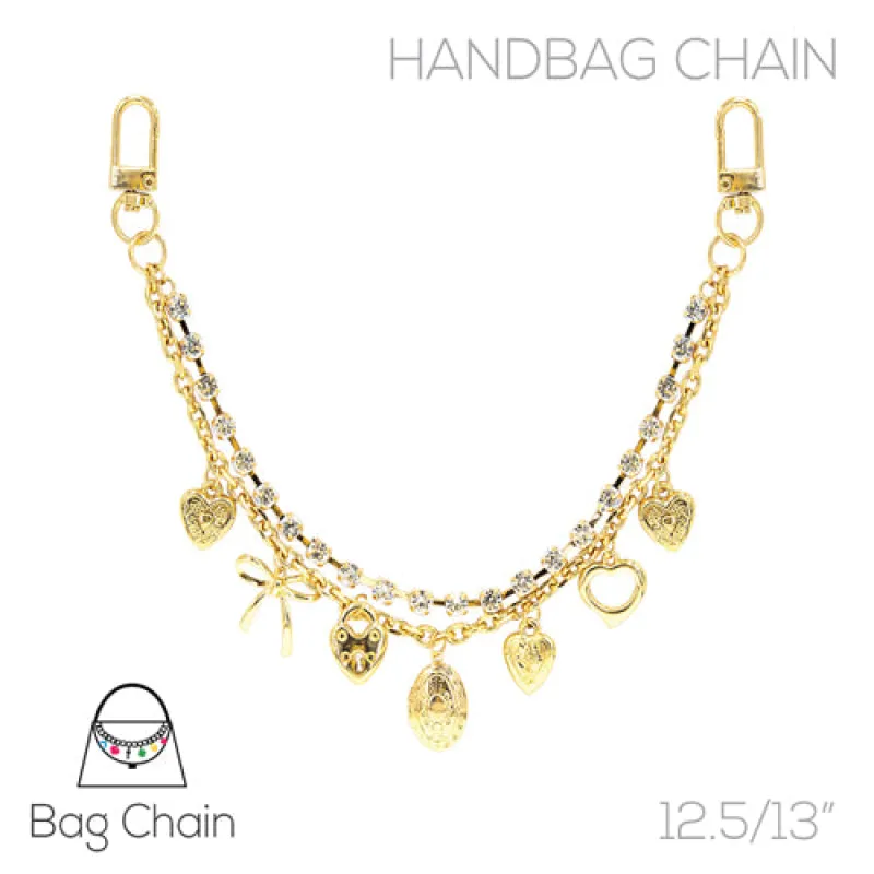 GOLD HEART LOCKET HANDBAG CHARMS CHAIN ( 31868 CRG ) sold by Oh My Jewelry