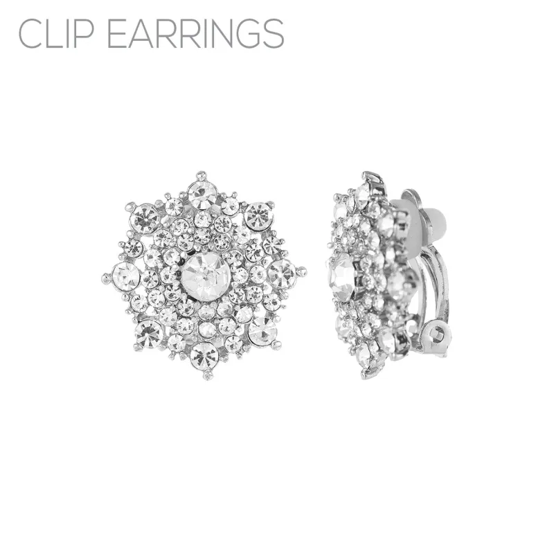 SILVER CLIP ON EARRINGS CLEAR STONES ( 25672 CECRS ) sold by Oh My Jewelry