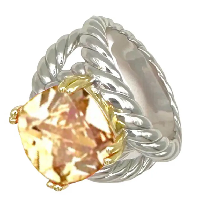 SILVER GOLD RING CHAMPAGNE STONE SIZE 9 ( 2157 KCH 9 ) made by Oh My Jewelry