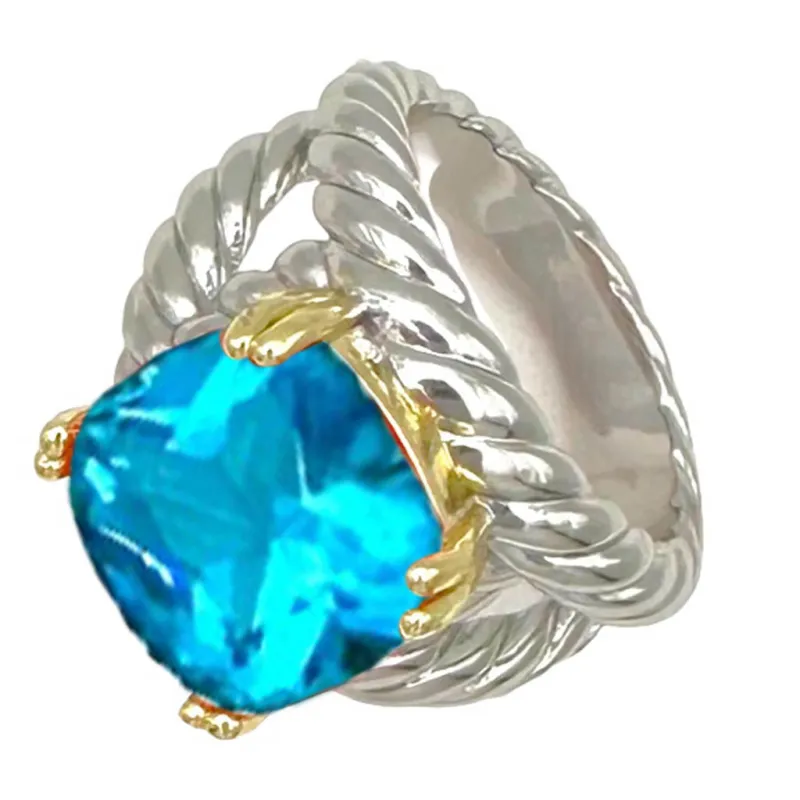 SILVER GOLD RING BLUE STONE SIZE 10 ( 2157 KB 10 ) sold by Oh My Jewelry