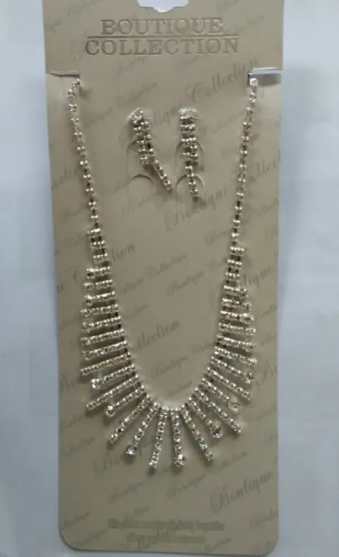 SILVER NECKLACE SET CLEAR STONES ( 33485 1CL ) sold by Oh My Jewelry