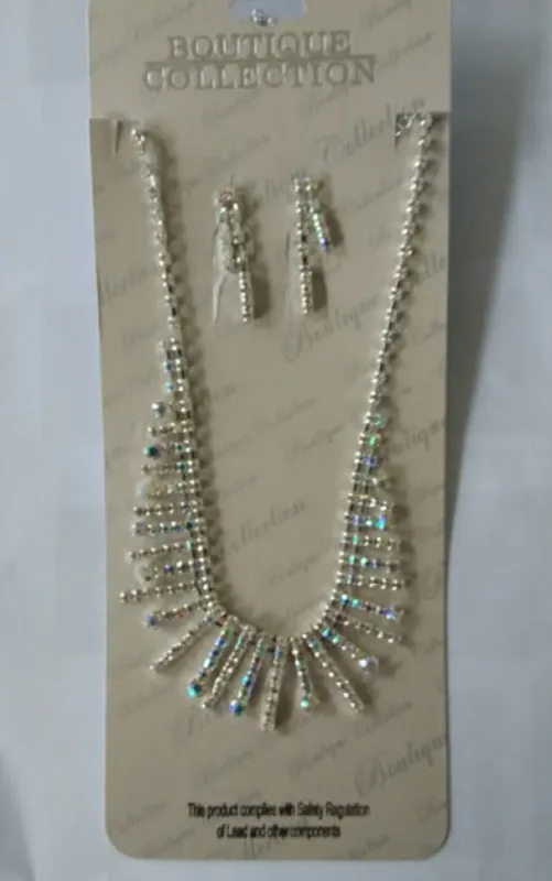 SILVER NECKLACE SET CLEAR AB STONES ( 33485 1AB ) sold by Oh My Jewelry