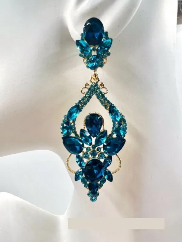 GOLD EARRINGS BLUE STONES ( 045 2BL ) sold by Oh My Jewelry