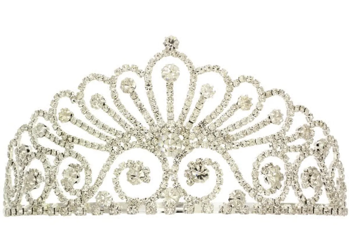 2 1/4" Silver Clear Swirly Tiara Crown ( 60515 ) sold by Oh My Jewelry