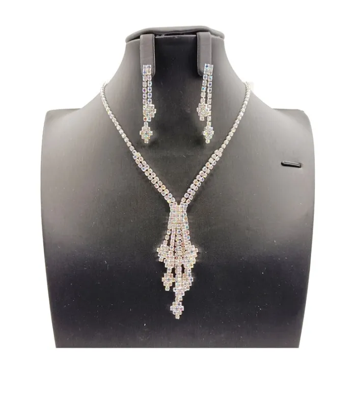 SILVER NECKLACE AB STONES ( 0478 1X ) sold by Oh My Jewelry