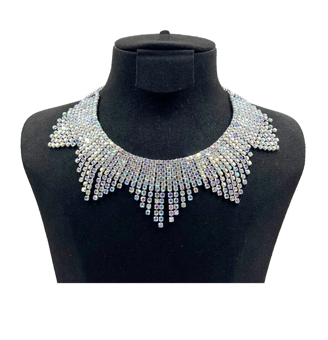 SILVER CHOKER NECKLACE AB STONES ( 0413 1X ) sold by Oh My Jewelry