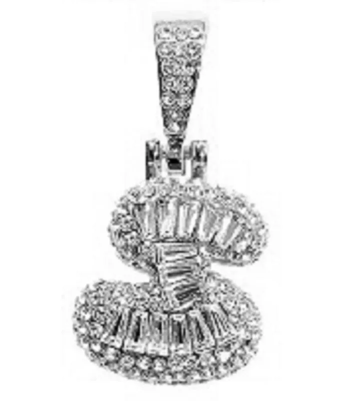SILVER S INITIAL PENDANT CLEAR STONES ( MSQ S RH ) made by Oh My Jewelry
