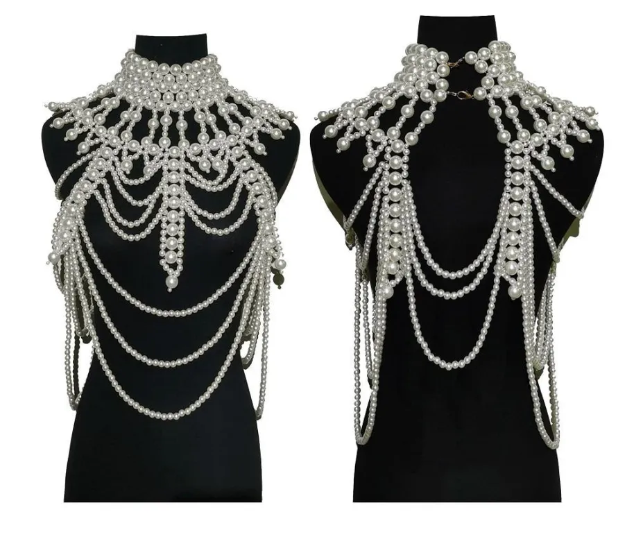 CREAM PEARL CHOKER BODY CHAIN ( 0076 2CR ) made by Oh My Jewelry