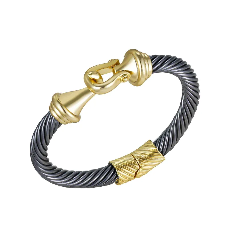 MATTE GOLD BLACK BANGLE ( 1369 MGBK ) sold by Oh My Jewelry