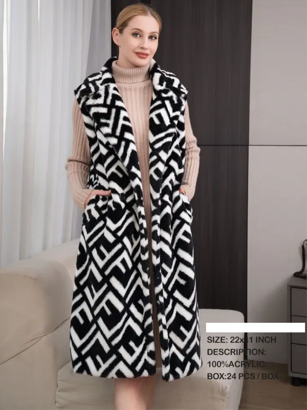 BLACK WHITE PONCHO FUR ( 6089 BK ) sold by Oh My Jewelry