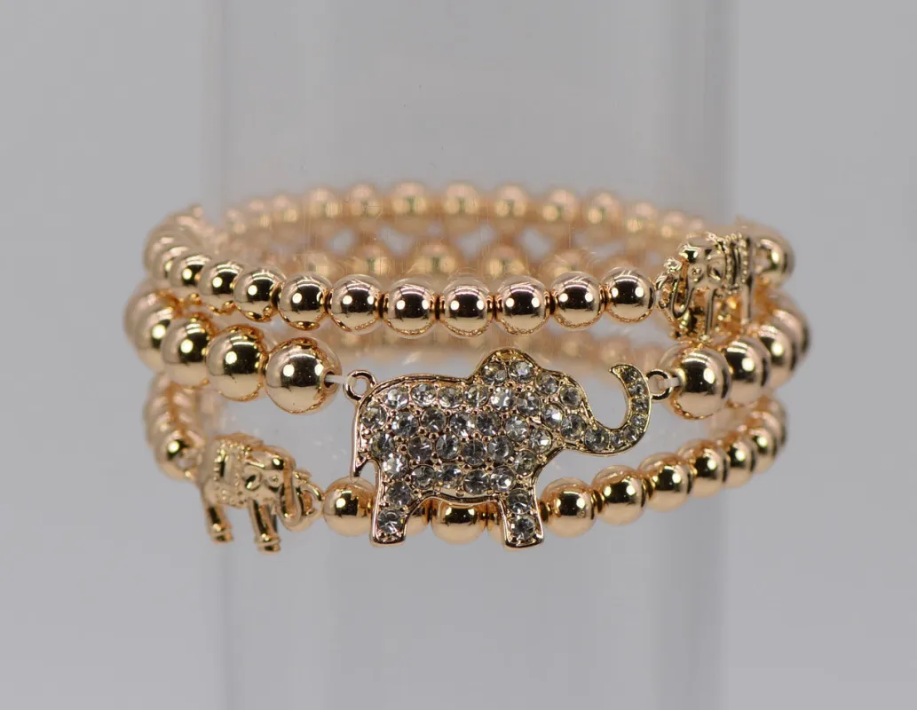 GOLD STRETCH BRACELET ELEPHANT ( 1236 GLCRY ) sold by Oh My Jewelry