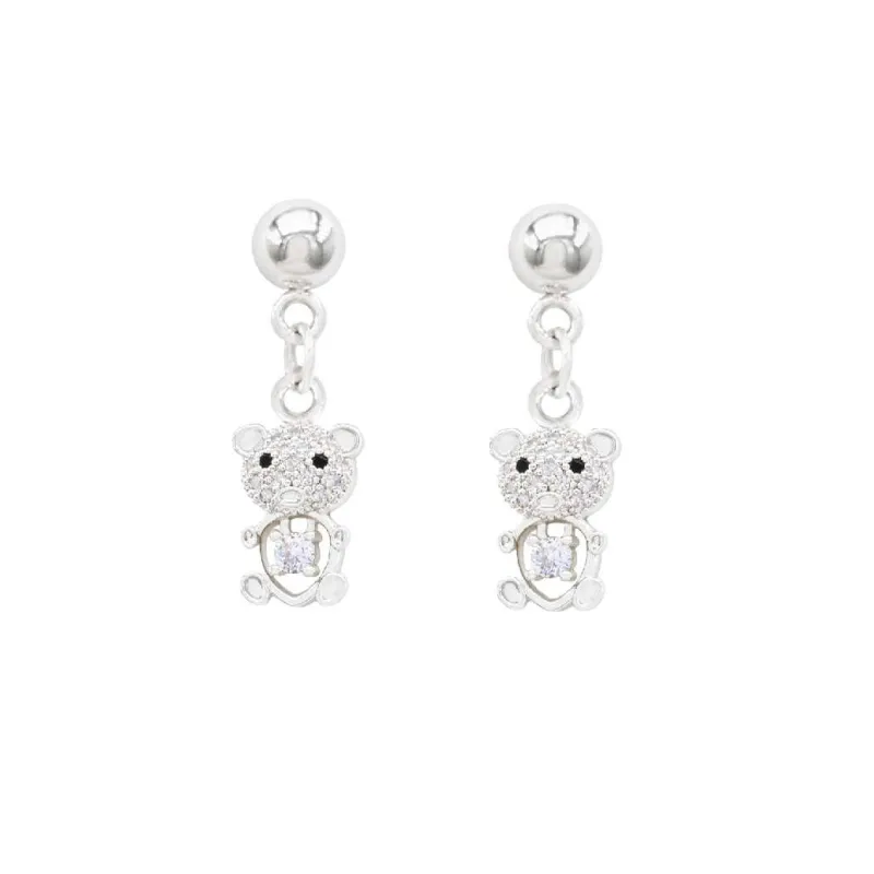 SILVER DANGLING BEAR EARRINGS ( 3194 S ) sold by Oh My Jewelry