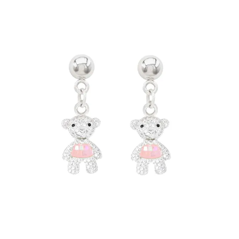 SILVER PINK STAINLESS STEEL EARRINGS ( 3175 SPK ) sold by Oh My Jewelry