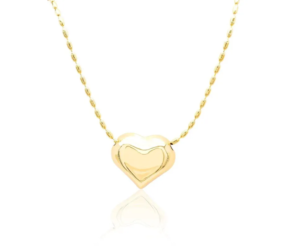 GOLD HEART BRASS NECKLACE ( 3271 G ) sold by Oh My Jewelry