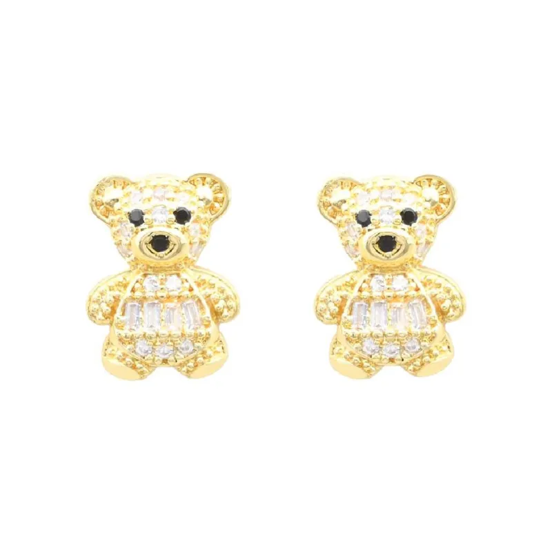 GOLD BEAR BRASS EARRINGS ( 793 G ) sold by Oh My Jewelry