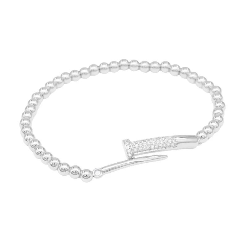 SILVER STAINLESS STEEL BALL BRACELET ( 2448 S ) sold by Oh My Jewelry