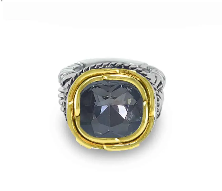 SILVER GOLD BLACK STONE RING ( 3294 BD ) sold by Oh My Jewelry