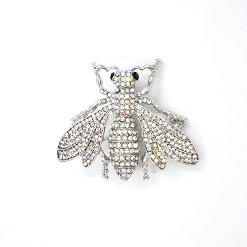 SILVER FLY BROOCH CLEAR AB STONES ( 2015 CLR ) sold by Oh My Jewelry