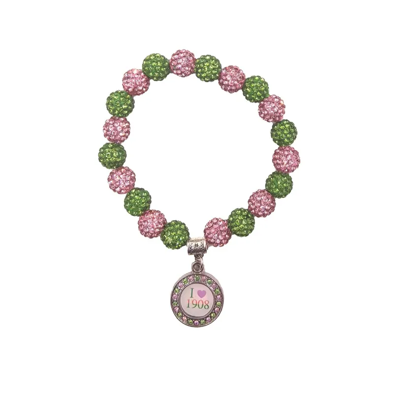 PINK GREEN CHARM BRACELET ( 0366 3PG ) sold by Oh My Jewelry