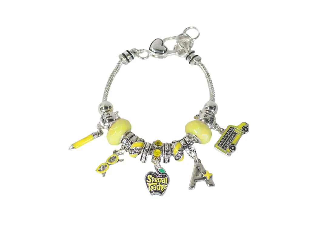 SILVER YELLOW TEACHER CHARMS ( 0747 ASYEL ) made by Oh My Jewelry